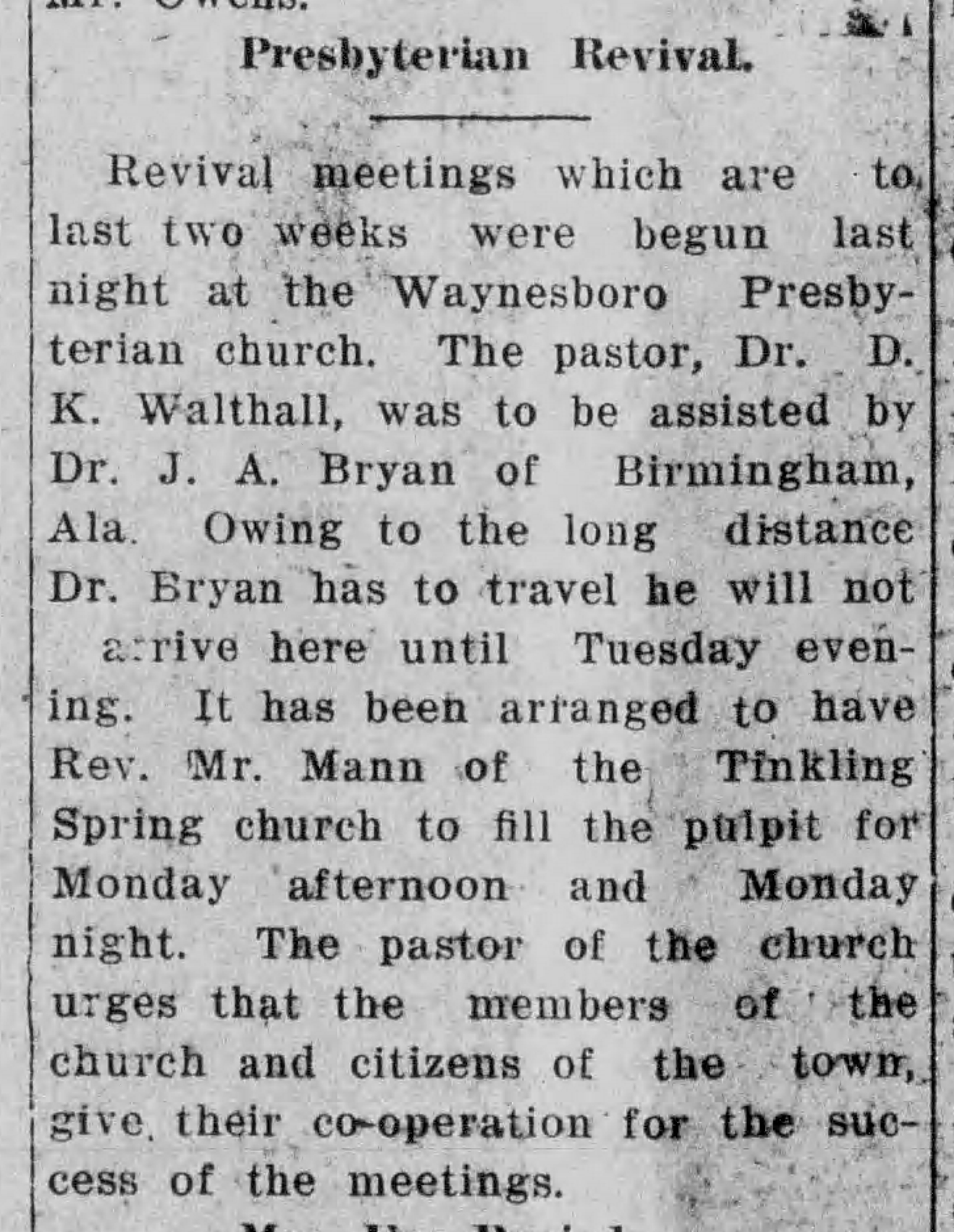 Presbyterian Revival Waynesboro